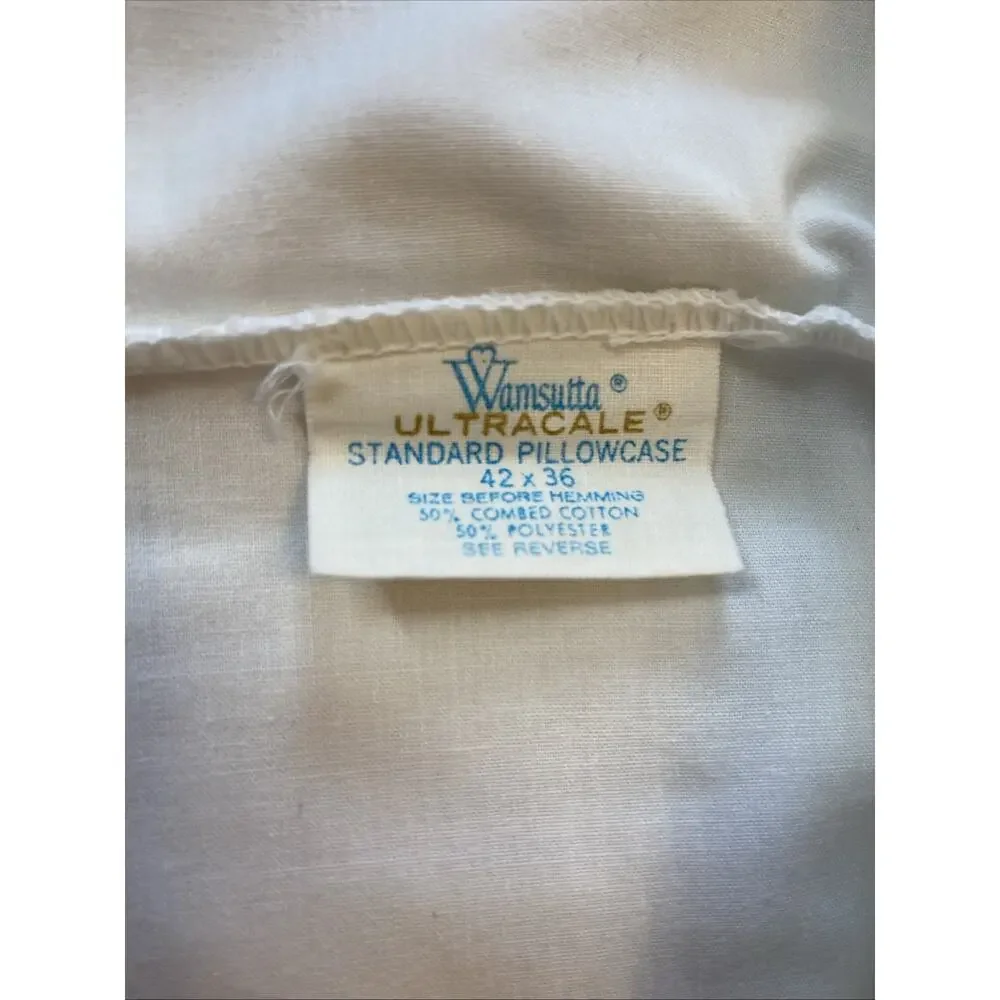 Vintage Wamsutta ultracale standard Pillowcase blue floral eyelet trim Retro